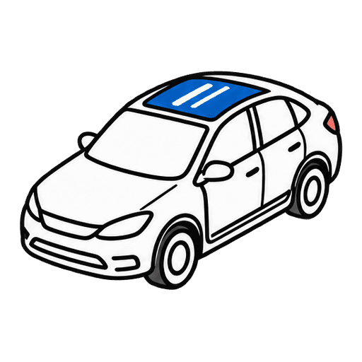 Voiture vue de dessus, toit vitré mis en évidence